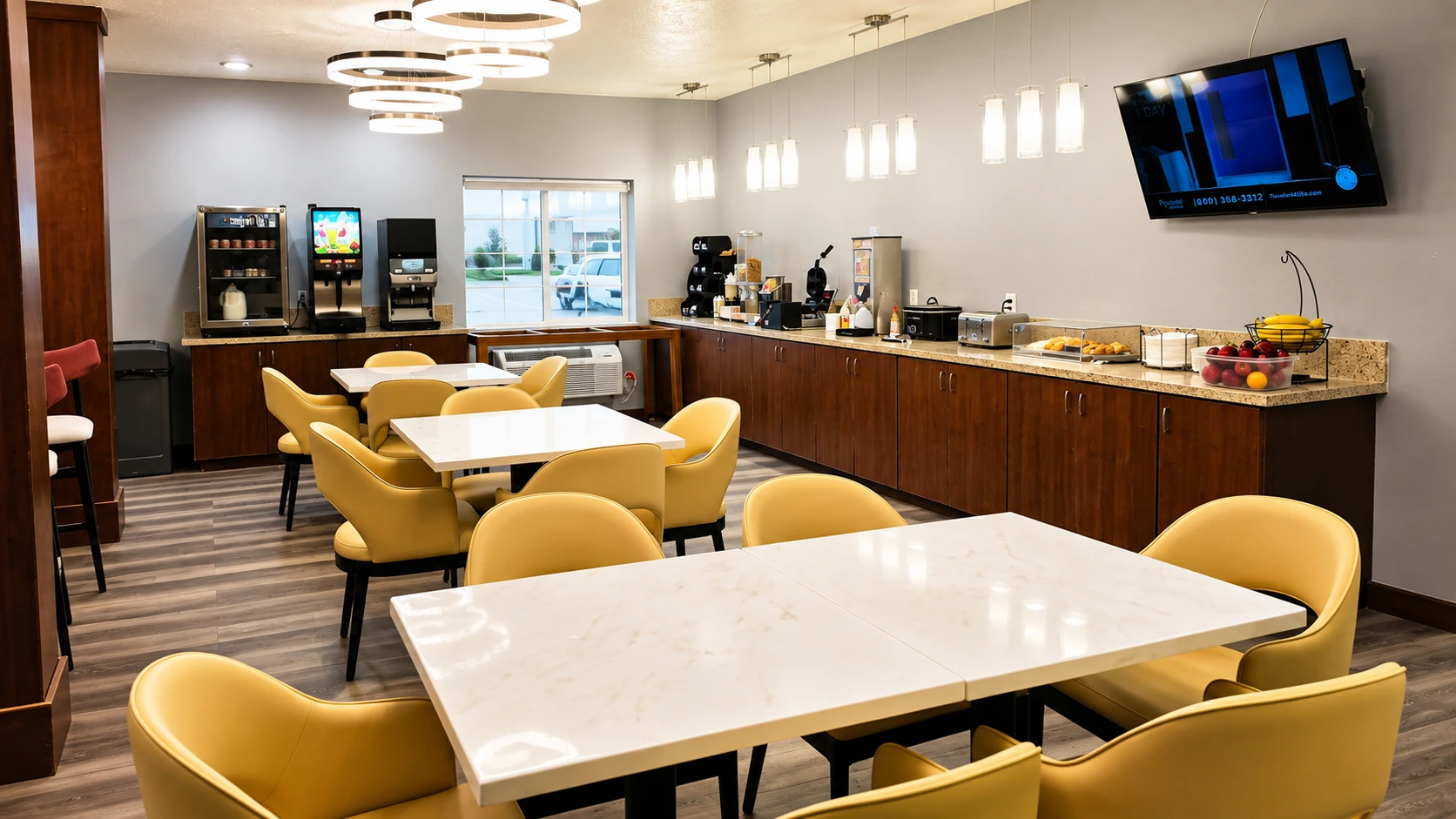 Breakfast service counter with coffee machines, fresh fruit and hot food — Best Western Vernal Inn, Vernal Utah