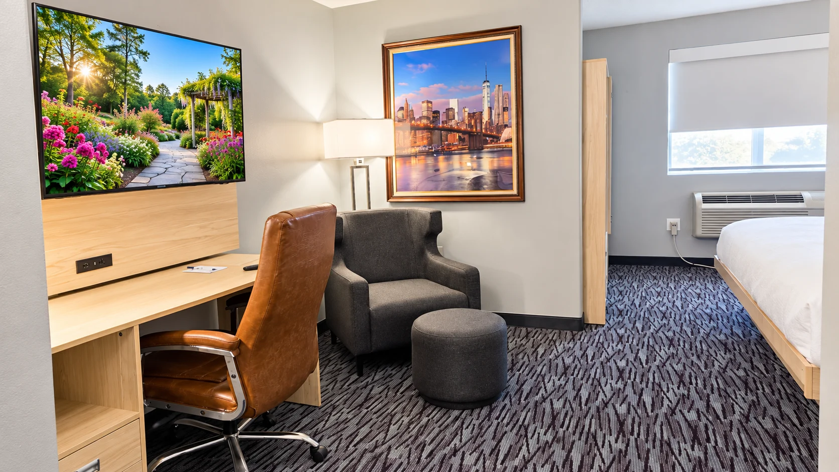 Desk, office chair, TV and armchair in a guest room — Best Western Vernal Inn, Vernal Utah