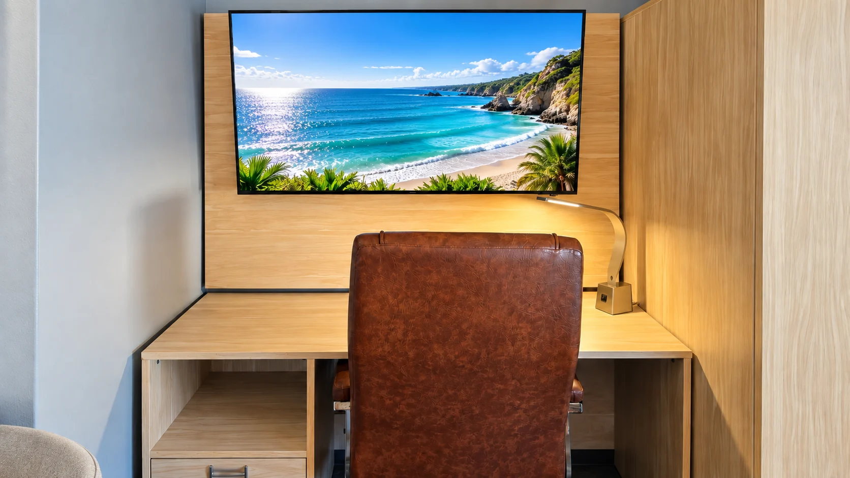 Desk with leather office chair and wall-mounted TV — Best Western Vernal Inn, Vernal Utah